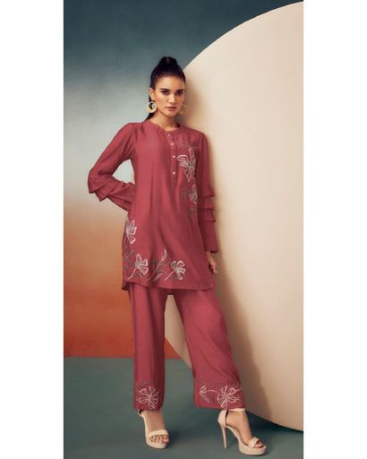 MAROON HANDWORK CO-ORD SET (XL)