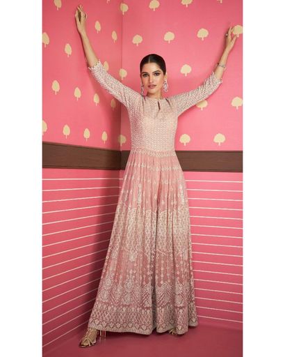PASTEL PEACH EMBROIDERED GOWN (L)