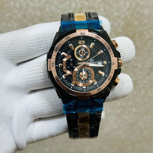 edifice black and bronze chain watch 