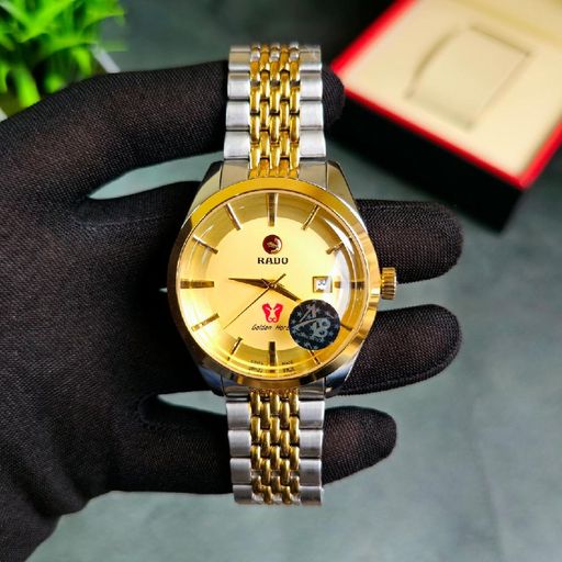 rado gold chain watch