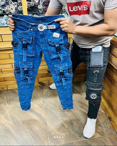 Mens Blue Denim Six Pocket Stretchable Jeans 2024