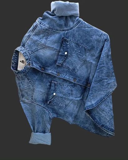 Mens Solid Plain Double Pocket Denim Shirts