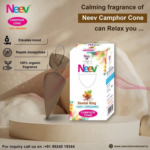 Neev Camphor Cone Sandal Fragrance 60g | Smokeless Kapoor Dhoop Cones for Pooja – By ThePujamart