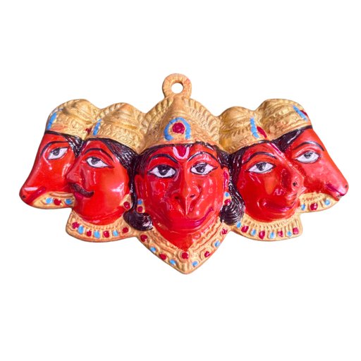 Panch Hanuman Ji Face Metal Wall Hanging | Hindu Religious Wall Decor | Puja & Temple Use