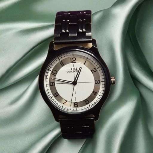 Men's Midnight Elegance Black Metal Chain Watch