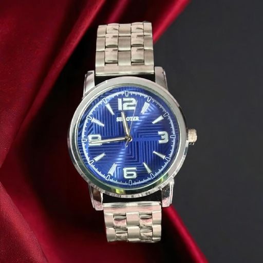 Midnight Blue Men's Metallic Timepiece