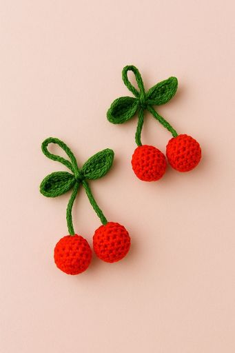 crochet cherry keychain