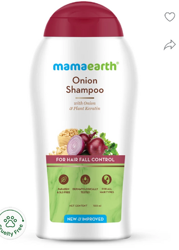 Mamaearth Onion Shampoo for Hair Fall Control & Hair Growth with Onion & Plant Keratin - 100 ml
