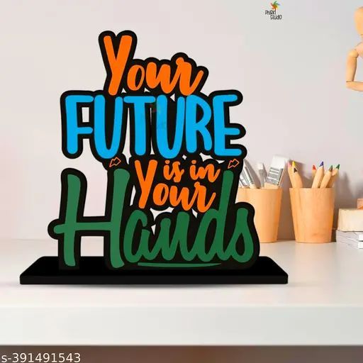 Elegant Wooden 'Future Is in Your Hands' Quote Table Decor