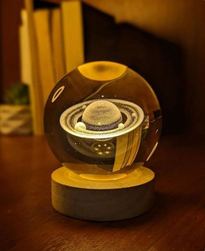 3D CRYSTAL SATURN LAMP | PREMIUM K9 HIGH QUALITY GLASS
