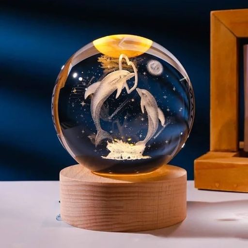3D CRYSTAL DOLPHIN LAMP | PREMIUM K9 HIGH QUALITY GLASS