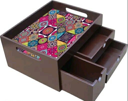 EMPIRIC ART Wooden Multi Tray with 3 Drawers for Home & Kitchen