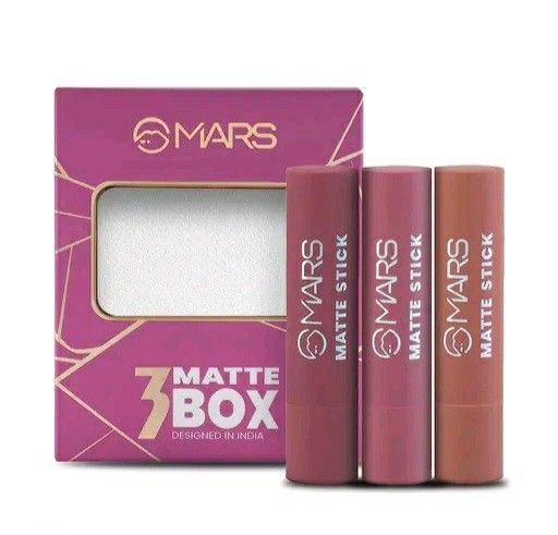 MARS Matte Box Set of 3 Lipsticks for Women | Long-Lasting | Smooth Finish | Moisturising | One Swipe Pigmentation |