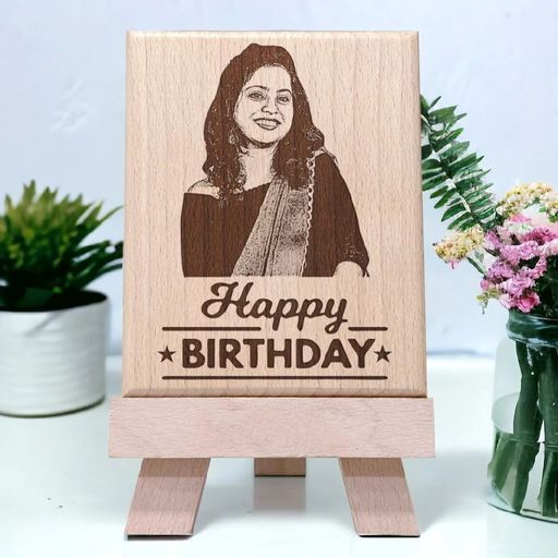 Personalized Wooden Engraved Birthday Frame With Picture