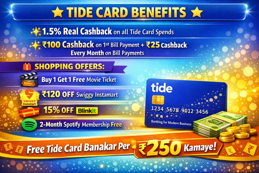 Tide Business Account Reffer Get 250 RS Flat