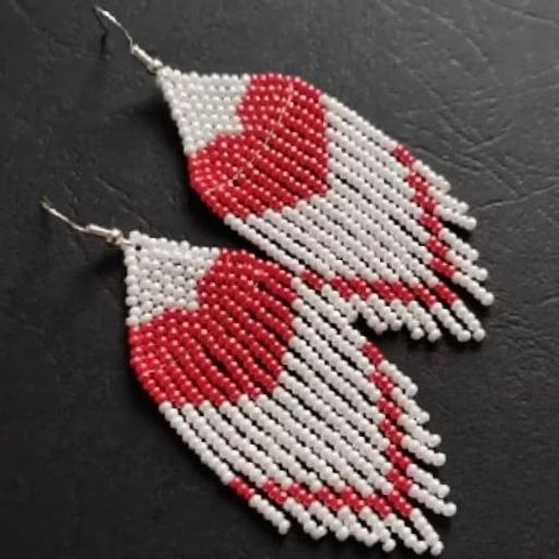 Brick Stitch Heart Beaded Earrings 