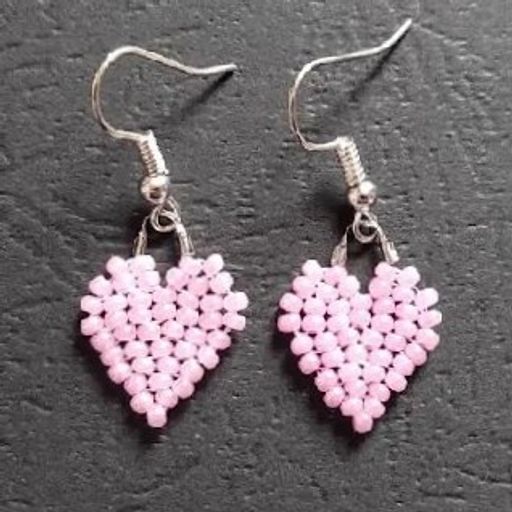 Glistening Heart Beaded Earrings