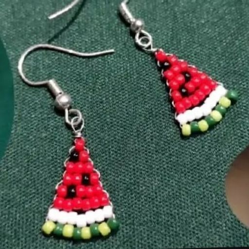 Tropical Watermelon Beaded Earrings 