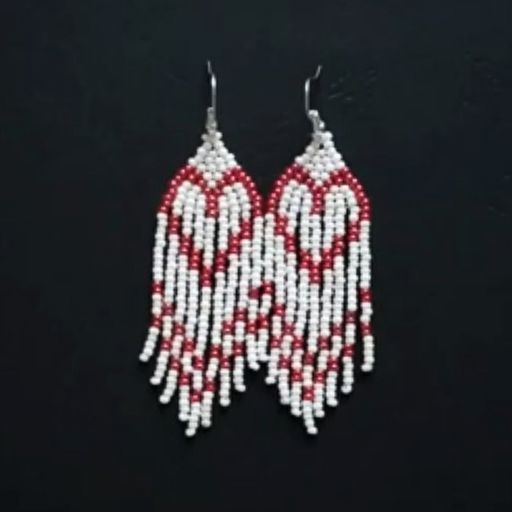 Heart Stitched Beaded Earrings 