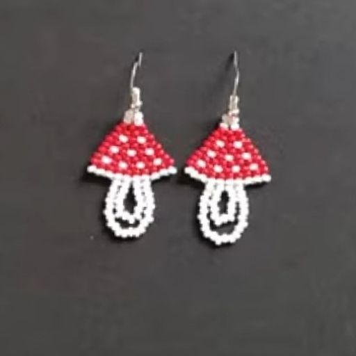 Mushroom Beaded Earrings 