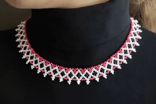 Striped Beaded Necklace 