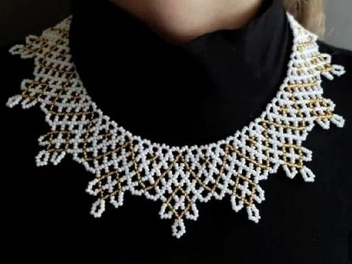 Wide Elegant Beaded Necklace 