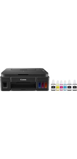  Canon PIXMA MegaTank/Ink Efficient G2012 Multi-function Color Ink Tank Printer (Color Page Cost: 0.32 Rs. | Black Page Cost: 0.09 Rs.) with 2 additional Black Ink Bottles 