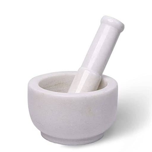 Mortar and Pestle, White marble  | 4 inch Stone fort india 