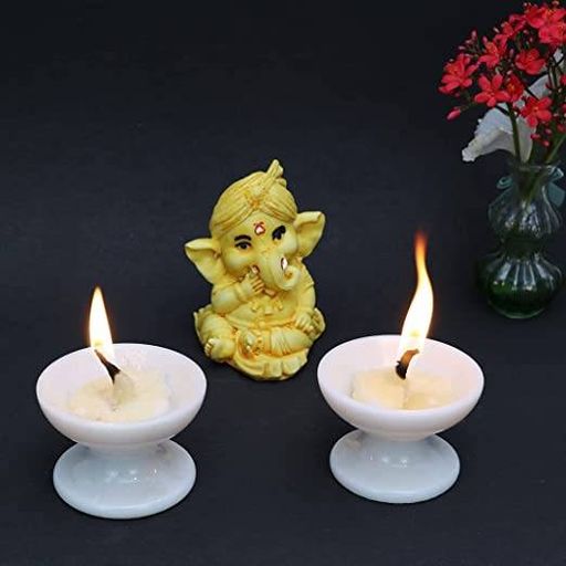 Handmade White Marble Decorative Handicraft Natural Made Marble Diya White - stonefortindia