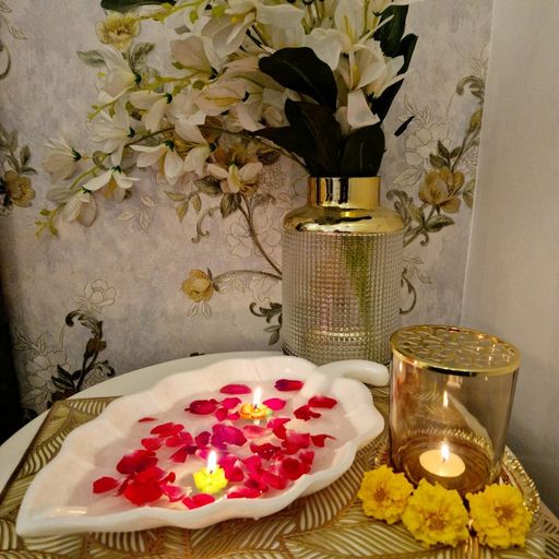 Petal Bowl Design , White Marble Urli 