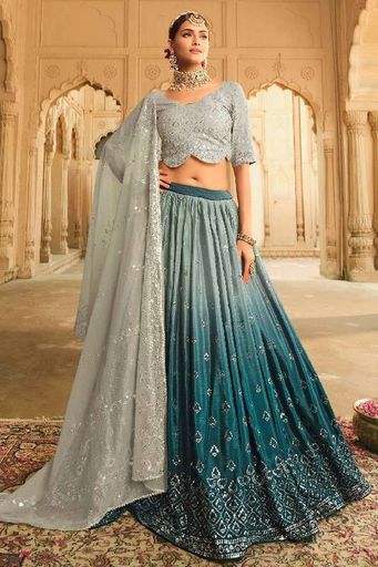 EMBROIDERED SILK LEHENGA