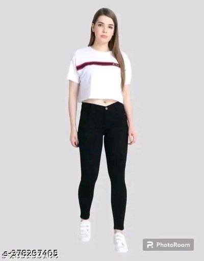 Single-Button Cozy Denim Jeans for Women