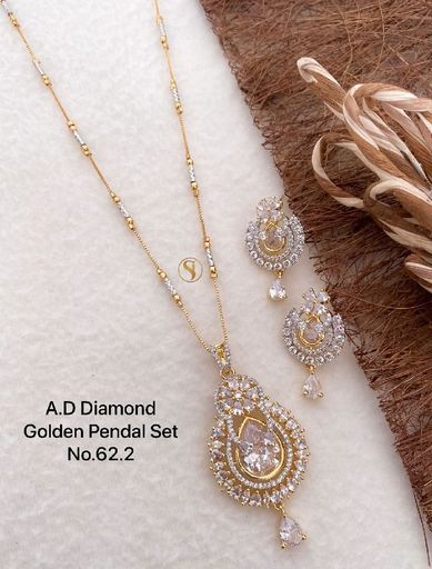 A.D Diamond Golden Pendal Set A.D Diamond Rose Gold Pendant Set 