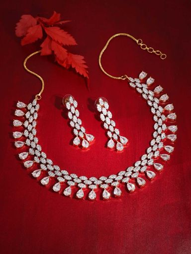 Glamming Elegance Gold Tone Zircon Jewellery Set