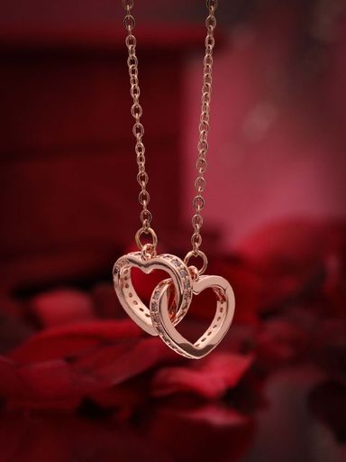 Twined Heart Rose Gold Pendant Chain Necklace