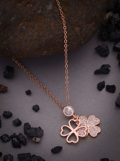 Flower Design Rose Gold Pendant Chain Necklace