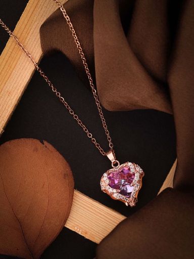 Heart Shaped Rose Gold Pendant Chain Necklace