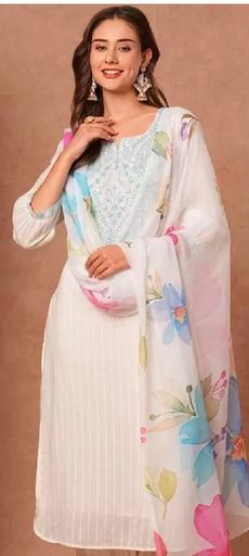 FASHOR women floral Regular sequined pure cotton kurtas 