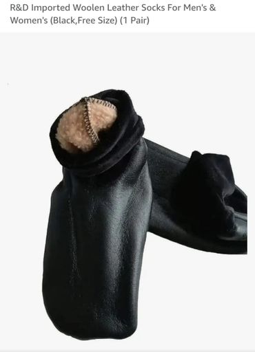 Brand: R&DR&D Imported Woolen Leather Socks For Men's & Women's (Black, Free Size) (1 Pair)