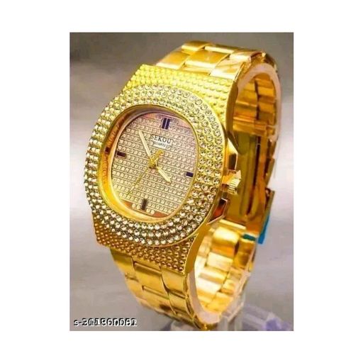 New Golden Stone Wrist Watch For Men & Women