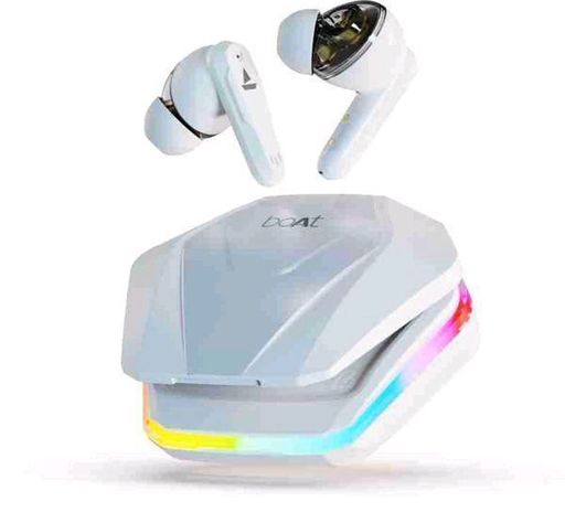 BoAt Immortal 161 With Beast Mode (40ms Low Latency), 40 HRS Playback & RGB LEDs Bluetooth Headset (White Sabre, True Wireless)