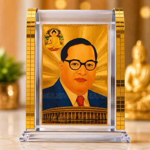 Dr. B. R. Ambedkar Acrylic Dashboard Showpiece | Premium Crystal Photo Frame for Car, Office Desk & Home Decor | Mulnivasi Bazaar