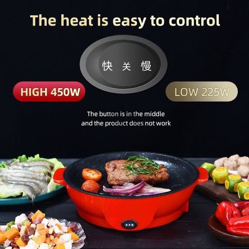 Electric Because Grill with Reverable pan Non-stick Coating