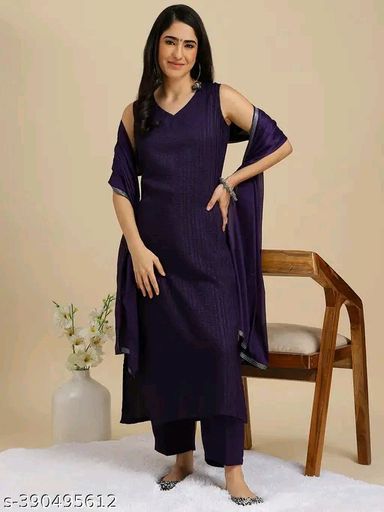 J Turritopsis Stripe sleeveless kurta pant with dupatta set