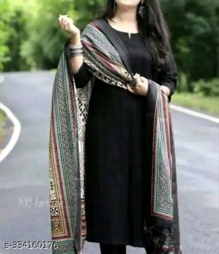 Rayon Plain Kurta Set With Dupatta