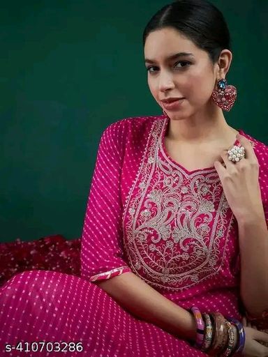 Envi Georgette pink lehriya kurta