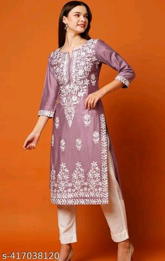 ADAH Soft rayon fabrics kurti only with lakhnavi work