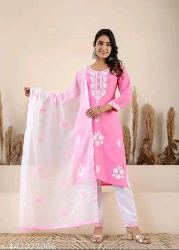 DIXADHAM SILK CHIKANAKRI KURTI AND PALAZOO