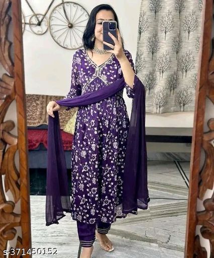AF ASHA FABRICS Womens Beautiful Rayon Aliya Cut Embroidered Kurti Wi