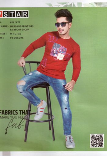 Vstar Men Round Neck cotton T- shirt Full sleeves Multi colour L